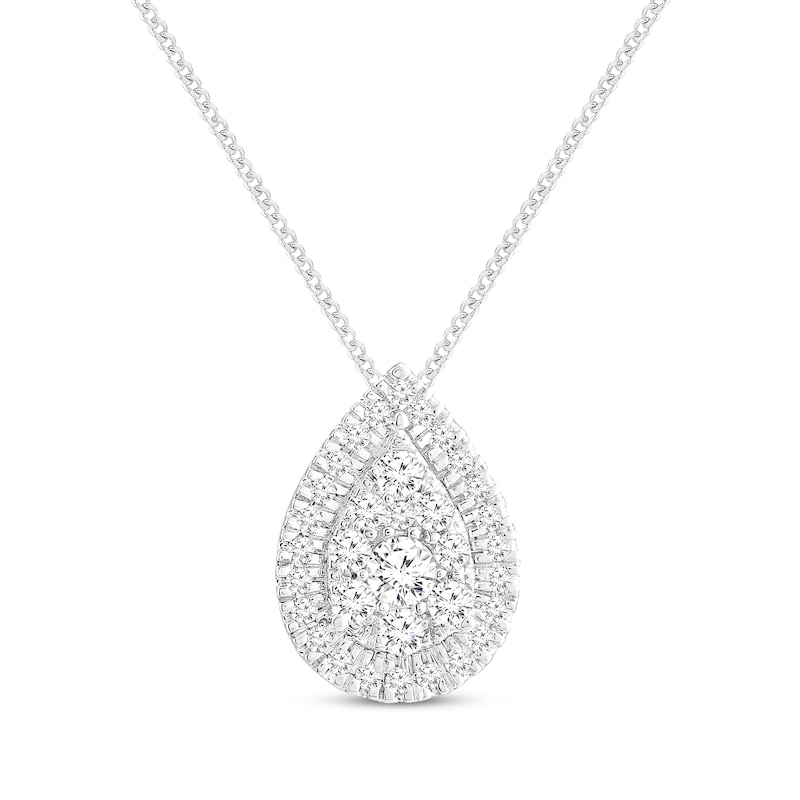 Main Image 1 of Multi-Diamond Teardrop Frame Necklace 1/3 ct tw 14K White Gold 19"