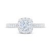 Thumbnail Image 3 of THE LEO First Light Diamond Round-Cut Cushion Frame Engagement Ring 7/8 ct tw 14K White Gold