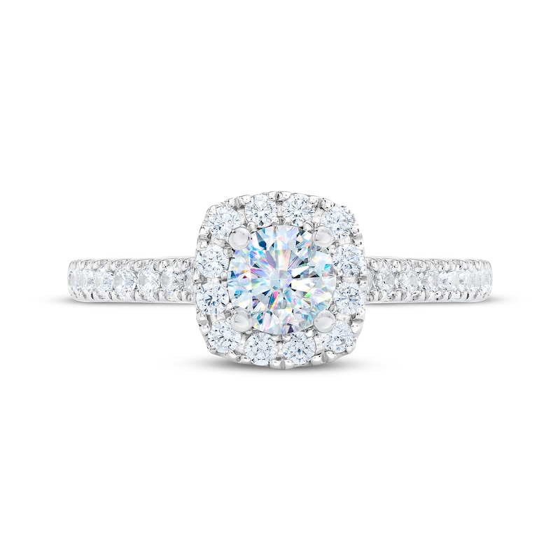 Main Image 3 of THE LEO First Light Diamond Round-Cut Cushion Frame Engagement Ring 7/8 ct tw 14K White Gold