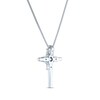 Thumbnail Image 3 of Cultured Pearl & White Lab-Created Sapphire Cross Necklace Sterling Silver 18"