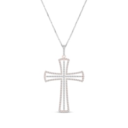 Diamond Cross Necklace 3/4 ct tw 14K Two-Tone Gold 16"