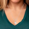 Thumbnail Image 3 of Cultured Pearl & White Lab-Created Sapphire Drop Necklace Sterling Silver 18"