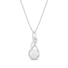 Thumbnail Image 0 of Cultured Pearl & White Lab-Created Sapphire Twist Drop Necklace Sterling Silver 18"