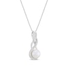 Thumbnail Image 1 of Cultured Pearl & White Lab-Created Sapphire Twist Drop Necklace Sterling Silver 18"