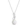 Thumbnail Image 1 of Cultured Pearl & White Lab-Created Sapphire Twist Drop Necklace Sterling Silver 18"