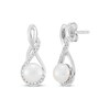 Thumbnail Image 1 of Cultured Pearl & White Lab-Created Sapphire Twist Drop Earrings Sterling Silver