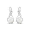 Thumbnail Image 2 of Cultured Pearl & White Lab-Created Sapphire Twist Drop Earrings Sterling Silver