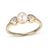 Thumbnail Image 0 of Cultured Pearl & Diamond Accent Heart Ring 10K Yellow Gold