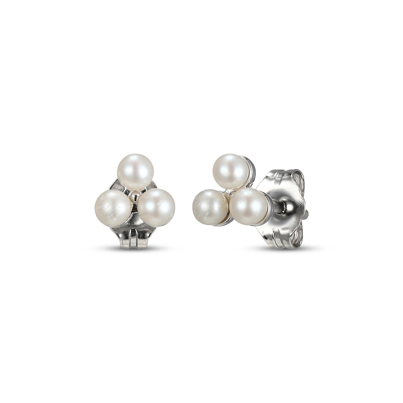 Main Image 1 of Cultured Pearl Trio Stud Earrings Sterling Silver