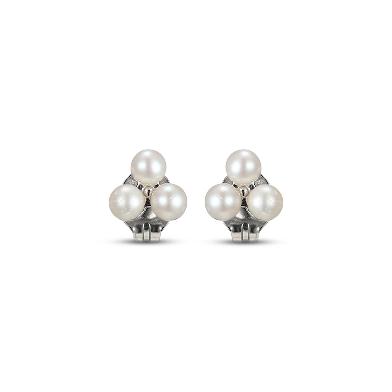 Main Image 2 of Cultured Pearl Trio Stud Earrings Sterling Silver