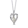 Thumbnail Image 2 of Cultured Pearl & White Lab-Created Sapphire Heart Necklace Sterling Silver 18"