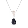 Thumbnail Image 0 of Cultured Pearl & Oval-Cut Black Onyx Necklace Sterling Silver 18"