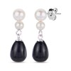 Thumbnail Image 1 of Cultured Pearl & Oval-Cut Black Onyx Dangle Earrings Sterling Silver