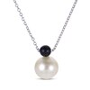 Thumbnail Image 0 of Cultured Pearl & Black Onyx Necklace Sterling Silver 18"