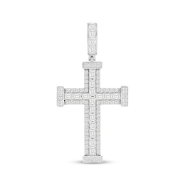Men's KAY Lab-Grown Diamonds Emerald & Round-Cut Cross Charm 3 ct tw 10K White Gold