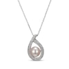 Thumbnail Image 1 of Cultured Pearl & White Lab-Created Sapphire Teardrop Necklace Sterling Silver 18"