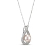 Thumbnail Image 2 of Cultured Pearl & White Lab-Created Sapphire Teardrop Necklace Sterling Silver 18"