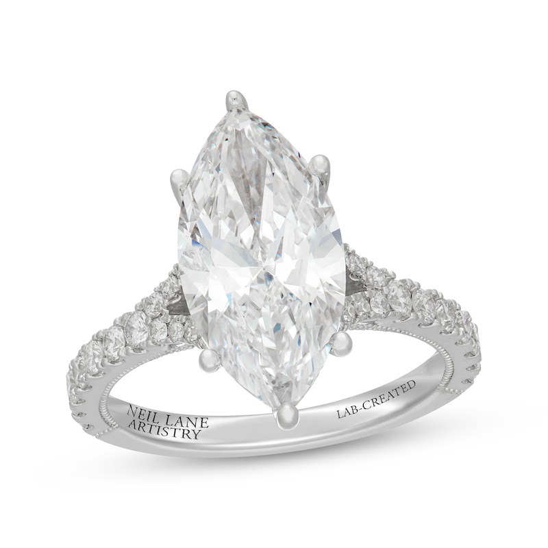Main Image 1 of Neil Lane Artistry Marquise-Cut Lab-Grown Diamond Engagement Ring 4-5/8 ct tw 14K White Gold