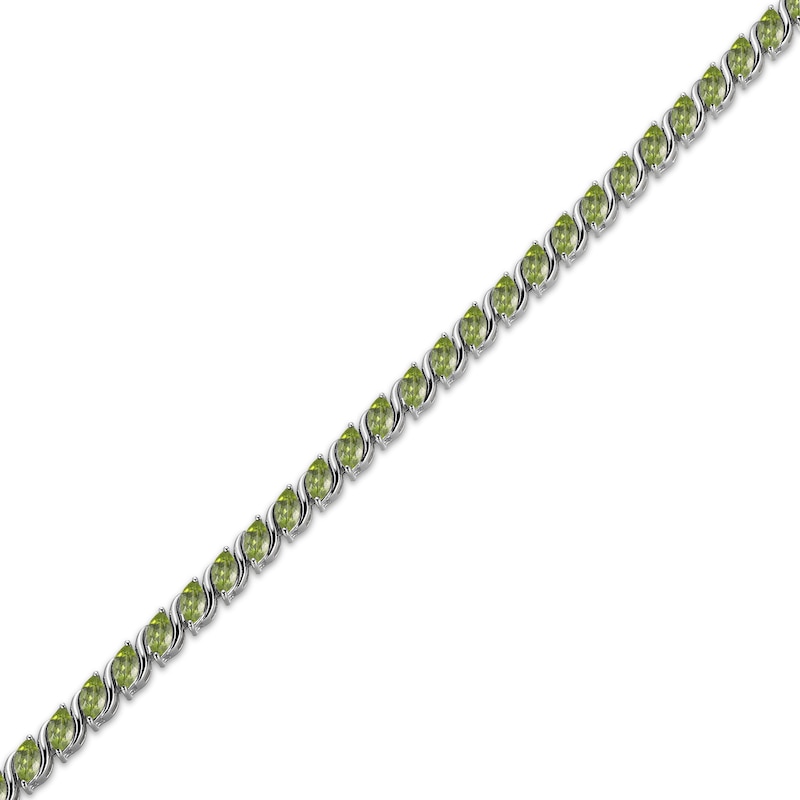 Marquise-Cut Peridot S-Link Bracelet Sterling Silver 7.25