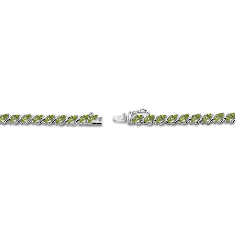 Marquise-Cut Peridot S-Link Bracelet Sterling Silver 7.25