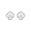 Thumbnail Image 2 of Cultured Pearl & White Lab-Created Sapphire Orbit Earrings Sterling Silver