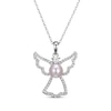 Thumbnail Image 0 of Cultured Pearl & White Lab-Created Sapphire Angel Necklace Sterling Silver 18"