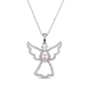 Thumbnail Image 1 of Cultured Pearl & White Lab-Created Sapphire Angel Necklace Sterling Silver 18"