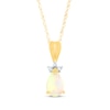 Thumbnail Image 1 of Pear-Shaped Opal & Diamond Accent Necklace 10K Yellow Gold 18"
