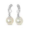 Thumbnail Image 1 of Cultured Pearl & White Lab-Created Sapphire Dangle Earrings Sterling Silver