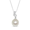 Thumbnail Image 1 of Cultured Pearl & White Lab-Created Sapphire Necklace Sterling Silver 18"