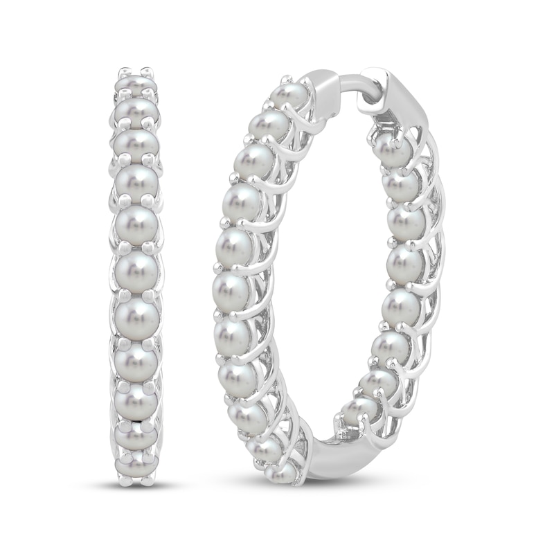 Cultured Pearl Inside-Out Hoop Earrings Sterling Silver