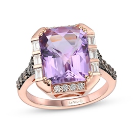 Le Vian Emerald-Cut Amethyst Ring 5/8 ct tw Diamonds 14K Strawberry Gold