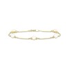 Thumbnail Image 1 of Cultured Pearl & White Lab-Created Sapphire Station Bracelet 10K Yellow Gold 7.25"