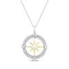 Thumbnail Image 1 of Cultured Pearl & White Lab-Created Sapphire Compass Necklace Sterling Silver & 10K Yellow Gold 18"