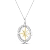 Thumbnail Image 2 of Cultured Pearl & White Lab-Created Sapphire Compass Necklace Sterling Silver & 10K Yellow Gold 18"