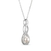 Thumbnail Image 2 of Cultured Pearl & White Lab-Created Sapphire Twist Drop Necklace Sterling Silver 18"