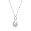 Thumbnail Image 0 of Cultured Pearl & White Lab-Created Sapphire Twist Frame Necklace Sterling Silver 18"