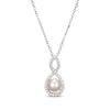 Thumbnail Image 1 of Cultured Pearl & White Lab-Created Sapphire Twist Frame Necklace Sterling Silver 18"