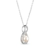 Thumbnail Image 1 of Cultured Pearl & White Lab-Created Sapphire Twist Frame Necklace Sterling Silver 18"