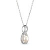 Thumbnail Image 2 of Cultured Pearl & White Lab-Created Sapphire Twist Frame Necklace Sterling Silver 18"