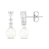 Thumbnail Image 3 of Cultured Pearl & White Lab-Created Sapphire Drop Earrings Sterling Silver