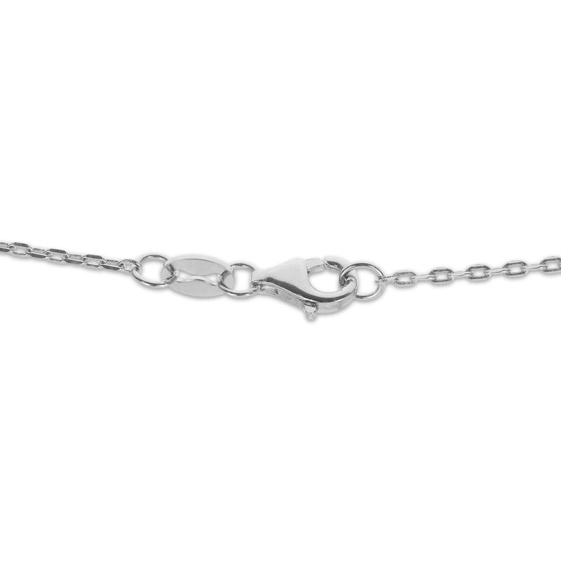 Main Image 3 of Cultured Pearl & White Lab-Created Sapphire Bow Necklace Sterling Silver 18"
