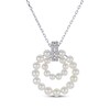 Thumbnail Image 1 of Cultured Pearl & White Lab-Created Sapphire Doorknocker Necklace Sterling Silver 18"