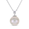 Thumbnail Image 1 of Cultured Pearl & White Lab-Created Sapphire Necklace Sterling Silver 18"