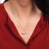 Thumbnail Image 3 of Cultured Pearl & White Lab-Created Sapphire Necklace Sterling Silver 18"
