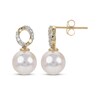 Thumbnail Image 1 of Cultured Akoya Pearl & Diamond Chain Link Drop Earrings 1/20 ct tw 14K Yellow Gold