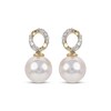 Thumbnail Image 2 of Cultured Akoya Pearl & Diamond Chain Link Drop Earrings 1/20 ct tw 14K Yellow Gold