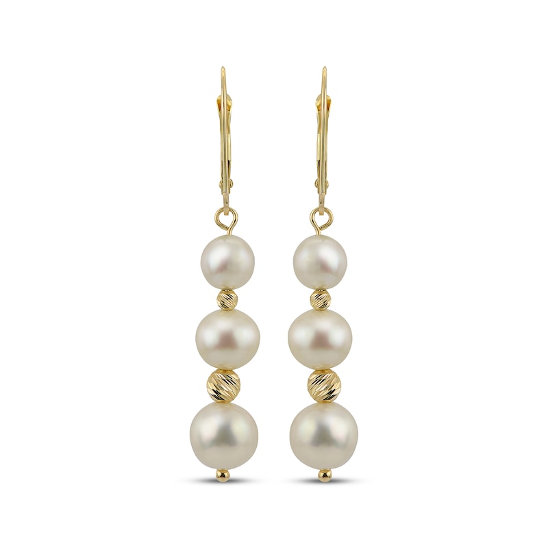 Main Image 2 of Cultured Pearl & Bead Drop Earrings 14K Yellow Gold