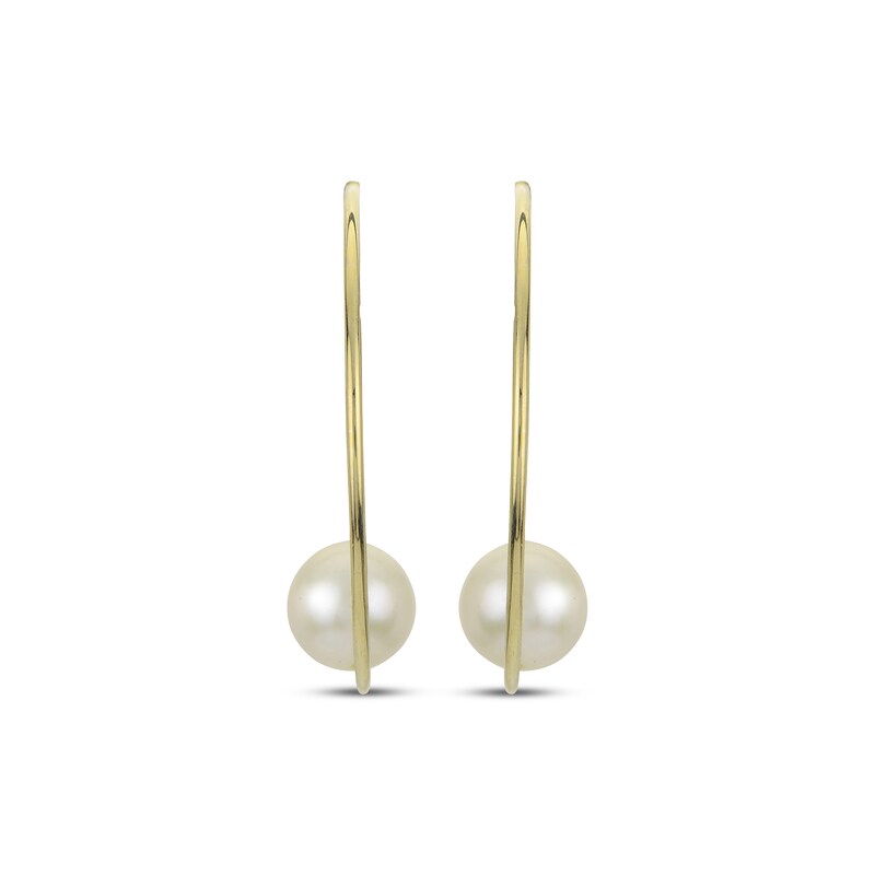Main Image 2 of Cultured Pearl Hoop Earrings 14K Yellow Gold 30mm
