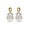 Thumbnail Image 2 of Cultured Pearl & Diamond Twist Drop Earrings 1/20 ct tw 10K Yellow Gold
